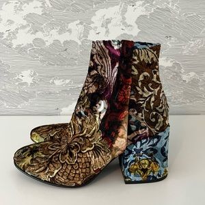 Strategia Women’s Velvet Brocade Patchwork Ankle Boot Sz. 37 / US 7